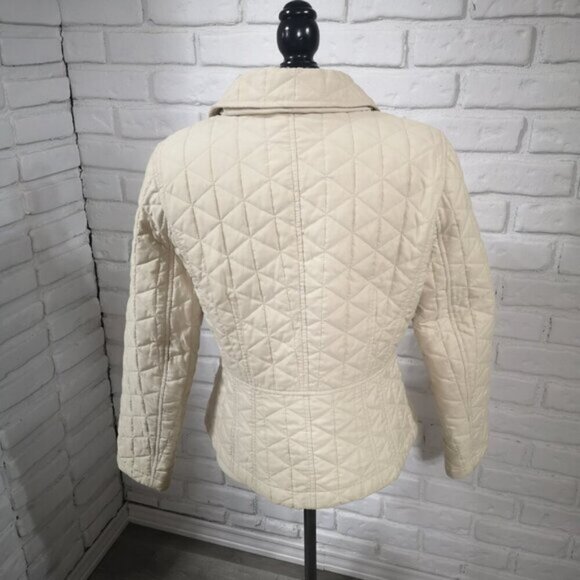 Ann Taylor Loft Ladies Size 10 Beige Lightly Quilted Button Closure Jacket - Picture 2 of 6